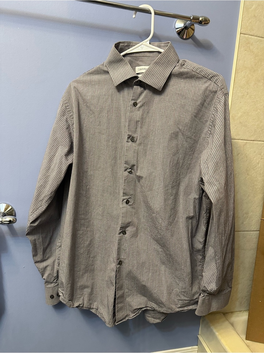 Calvin Klein Gray Pinstripe Men's Dress Shirt - Size 16 neck and 34/35 sleeves